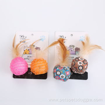 cat application ball with feathers cat toys pack